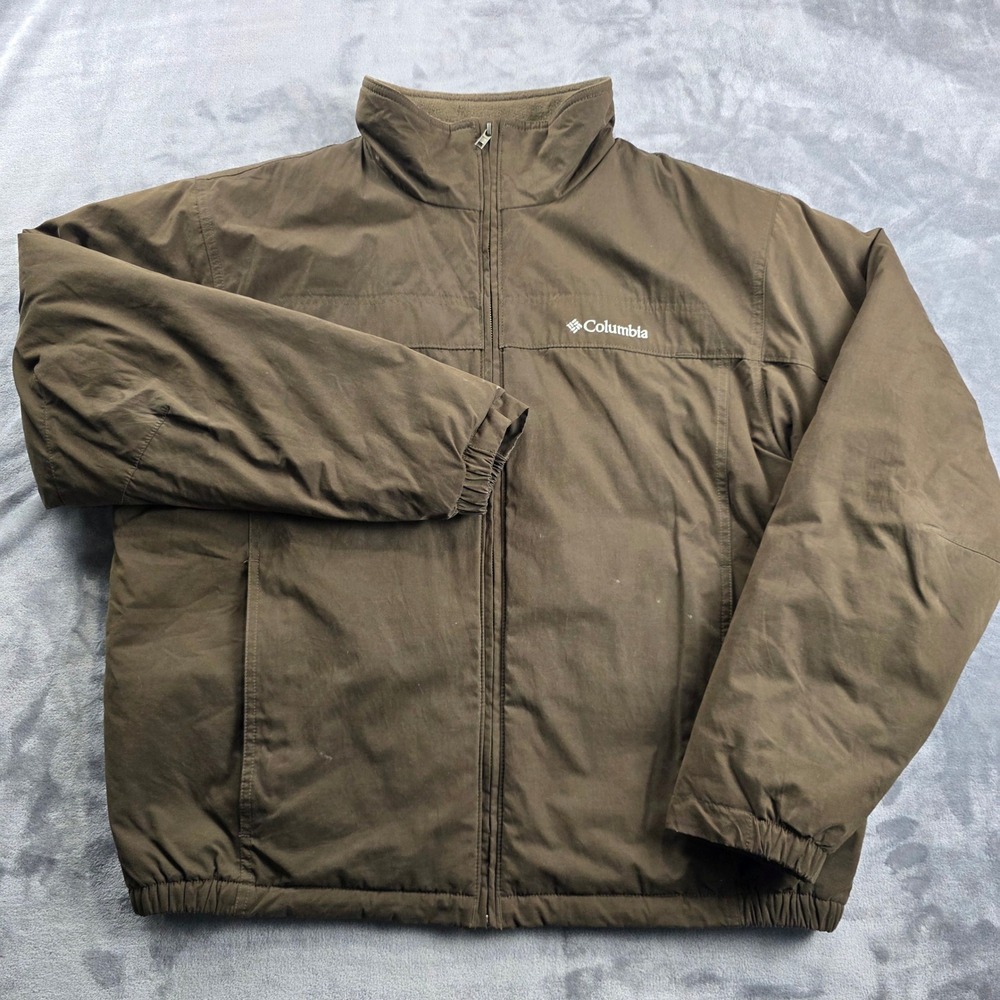 Columbia Jacket Mens Large Brown Fleece Lined Full Zip XM5898-233 Utility